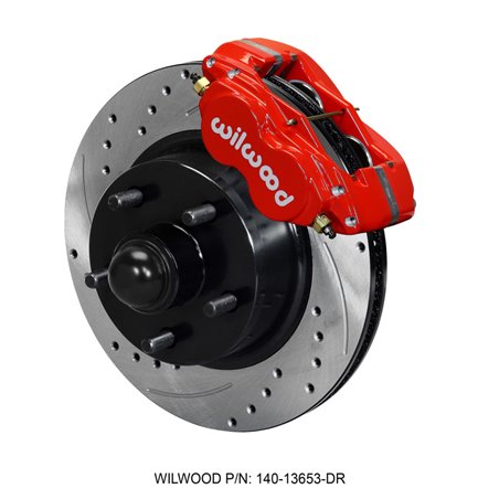 Wilwood Forged Dynalite-M Front Kit 11.30in 1 PC Rotor&Hub Drill-Red 60-68 Ford / Mercury Full Size