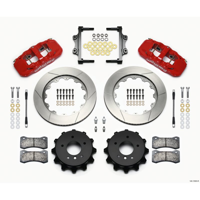 Wilwood AERO4 Rear Kit 14.00 Red 2007-2011 BMW E90 Series w/Lines