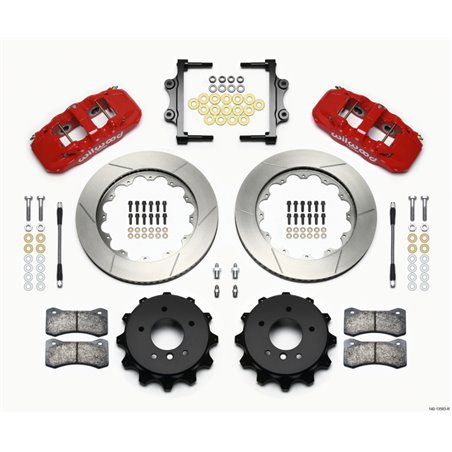 Wilwood AERO4 Rear Kit 14.00 Red 2007-2011 BMW E90 Series w/Lines