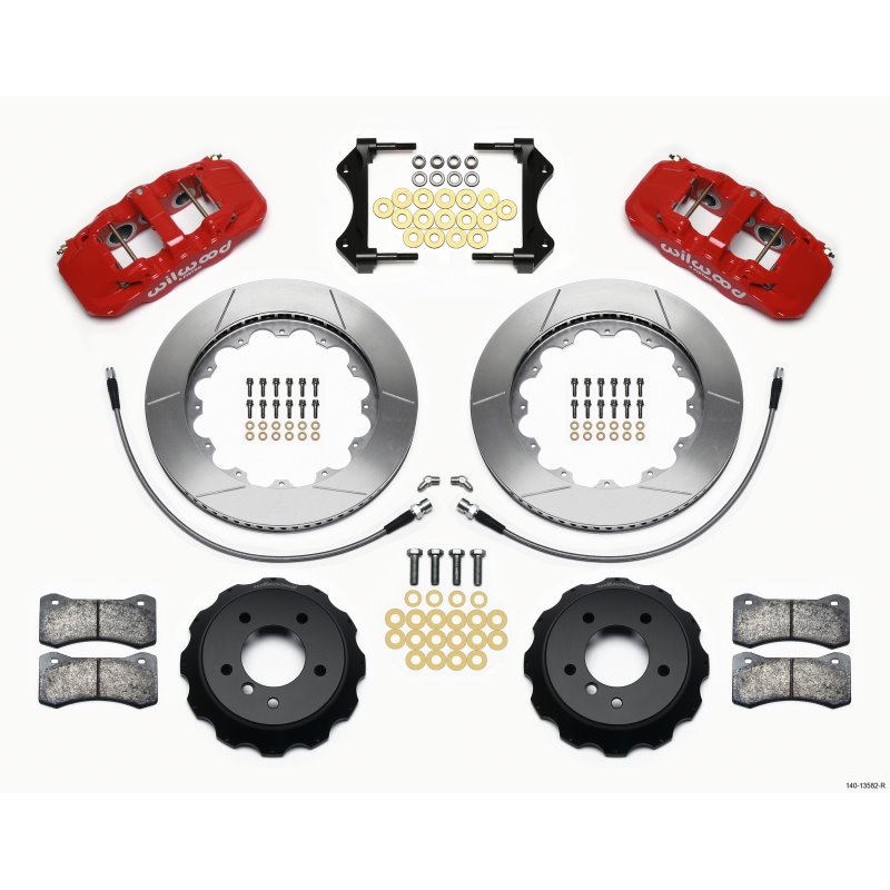 Wilwood AERO6 Front Hat Kit 14.00 Red 2007-2011 BMW E90 Series w/Lines