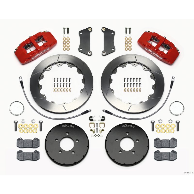 Wilwood Dynapro 6 Front Hat Kit 12.88in Red 2005-Up Mazda 3 w/ Lines