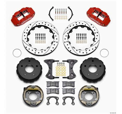Wilwood Narrow Superlite 4R Rear P-Brk Kit 12.88in Drilled Red Small Ford 2.36in Off Bronco 5 x 5.50