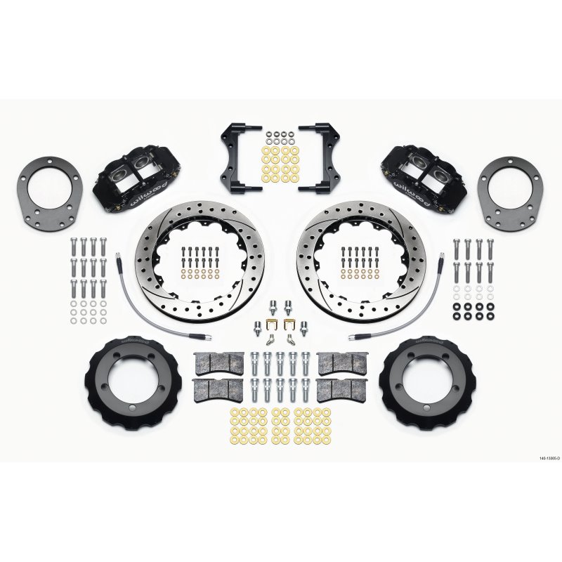 Wilwood Narrow Superlite 4R Front Hat Kit 12.88in Drilled 76-77 Ford Bronco Dana 44 w/Lines