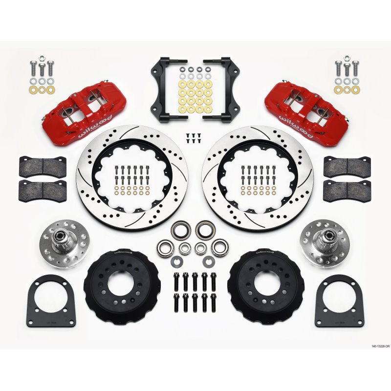 Wilwood AERO6 Front Hub Kit 14.00in Drill Red TCI-IFS 71-78 (Pinto Based)