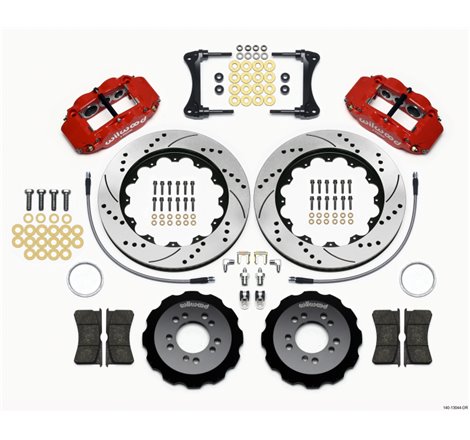 Wilwood Narrow Superlite 6R Front Hat Kit 14.00in Drilled Red 2008-up Hyundai Genesis Coupe w/Lines