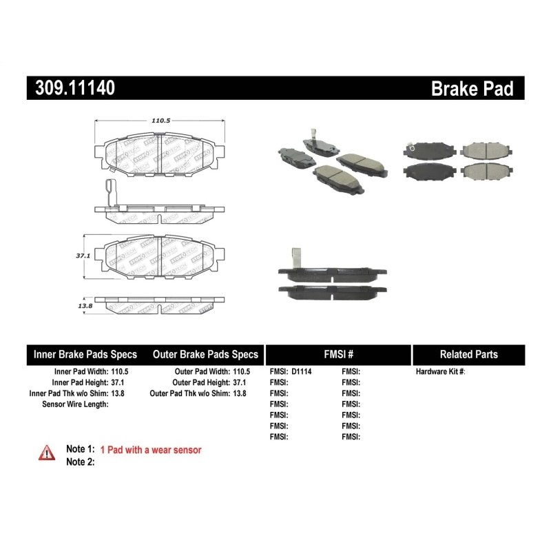 StopTech Performance 08-10 WRX Rear Brake Pads