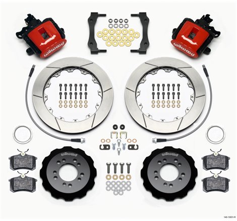 Wilwood Combination Parking Brake Rear Kit 12.88in Red 2013-Up Ford Focus ST w/ Lines