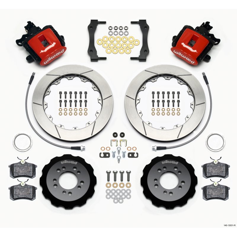 Wilwood Combination Parking Brake Rear Kit 12.88in Red 2013-Up Ford Focus ST w/ Lines