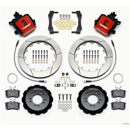 Wilwood Combination Parking Brake Rear Kit 12.88in Red 2013-Up Ford Focus ST w/ Lines