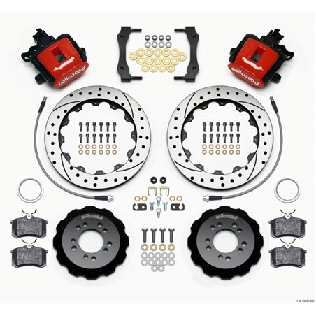 Wilwood Combination Parking Brake Rear Kit 12.88in Drilled Red 2013-Up Ford Focus ST w/ Lines