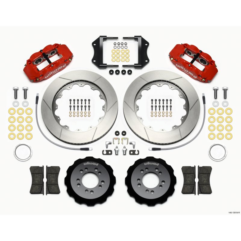 Wilwood Narrow Superlite 6R Front Hat Kit 14.00in Red 2013-Up Ford Focus ST w/ Lines