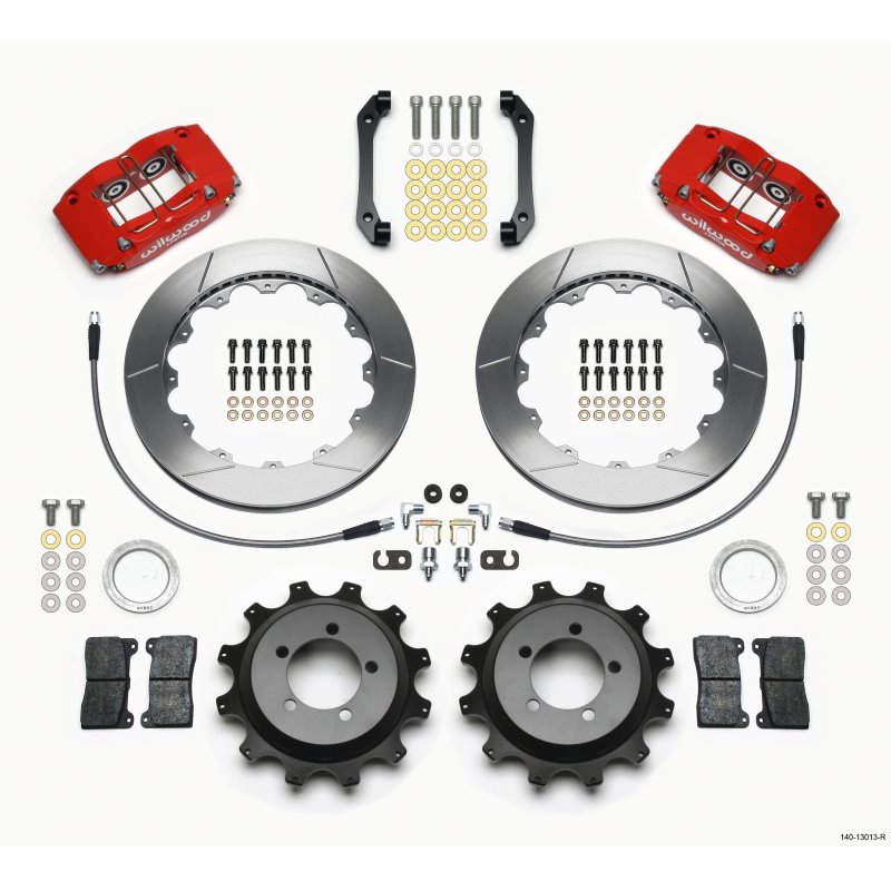 Wilwood Dynapro Radial Rear Kit 12.88in Red 2006-2007 Subaru WRX w/Lines