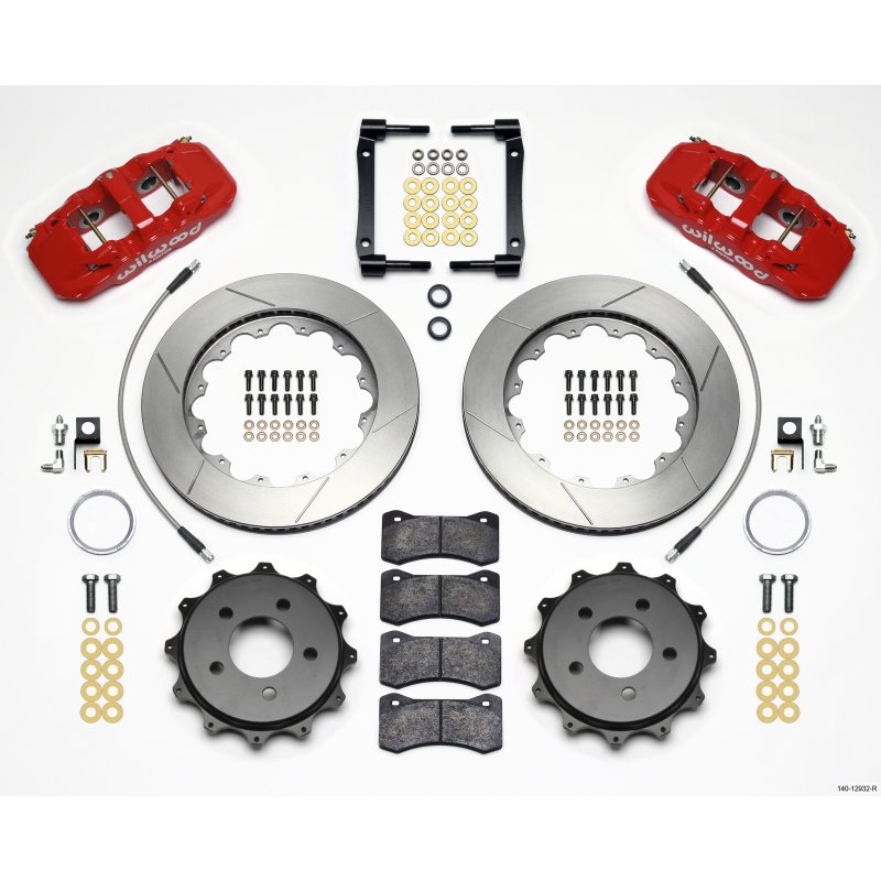 Wilwood AERO4 Rear Kit 14.25in Red 2008-2009 Pontaic G8 w/Lines