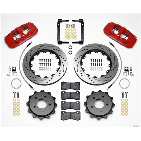 Wilwood AERO4 Rear Kit 14.25in Drilled Red 2008-2009 Pontaic G8 w/Lines