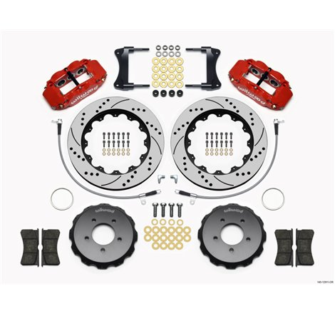 Wilwood Narrow Superlite 6R Front Hat Kit 14.00in Drill Red 2005-Up Mazda Miata w/ Lines