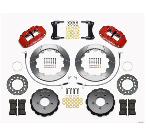 Wilwood Narrow Superlite 6R Front Hat Kit 12.88in Red 2005-Up Mazda Miata w/ Lines