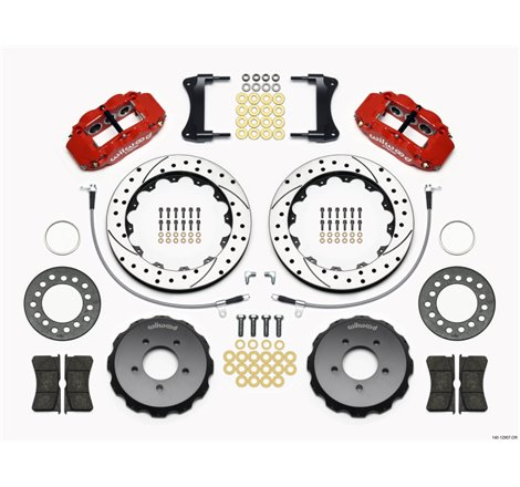 Wilwood Narrow Superlite 6R Front Hat Kit 12.88in Drill Red 2005-Up Mazda Miata w/ Lines