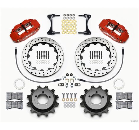 Wilwood Narrow Superlite 4R Rear Kit 12.88in Drilled Red 99-05 WRX / 99-07 Impreza