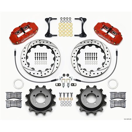 Wilwood Narrow Superlite 4R Rear Kit 12.88in Drilled Red 99-05 WRX / 99-07 Impreza