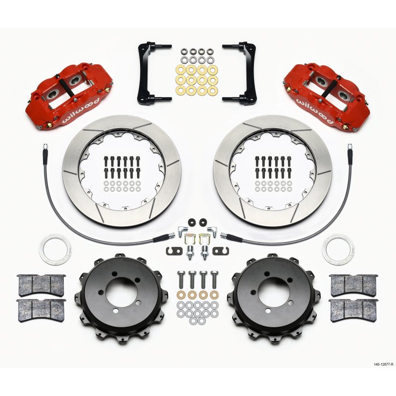 Wilwood Narrow Superlite 4R Rear Kit 12.88in Red 2008-2012 Subaru WRX w/Lines