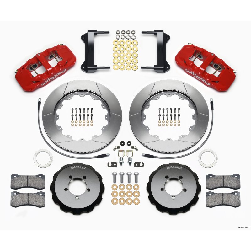 Wilwood AERO6 Front Hat Kit 14.00 Red 1999-2012 Subaru WRX w/Lines