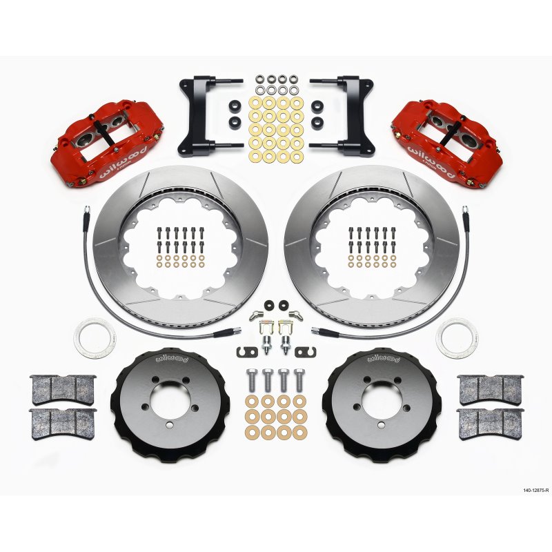 Wilwood Narrow Superlite 6R Front Hat Kit 14.00in Red 1999-2012 Subaru WRX w/Lines