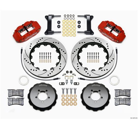 Wilwood Narrow Superlite 6R Front Hat Kit 14.00in Drilled Red 1999-2012 Subaru WRX w/Lines