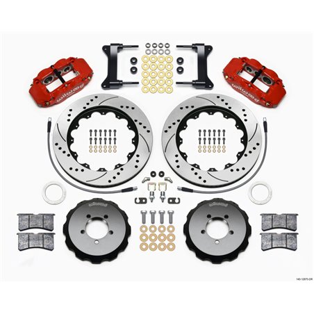 Wilwood Narrow Superlite 6R Front Hat Kit 14.00in Drilled Red 1999-2012 Subaru WRX w/Lines