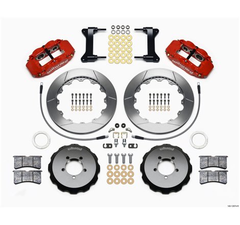 Wilwood Narrow Superlite 6R Front Hat Kit 13.06in Red 1999-2012 Subaru WRX w/Lines