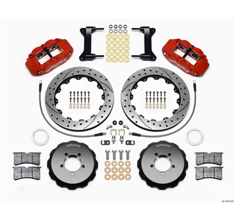 Wilwood Narrow Superlite 6R Front Hat Kit 13.06in Drilled Red 1999-2012 Subaru WRX w/Lines