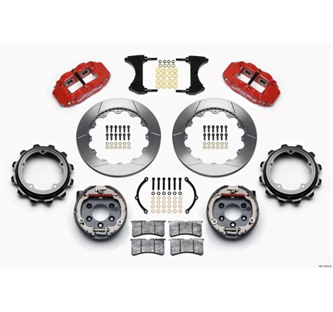 Wilwood Narrow Superlite 4R Rear P-Brk Kit 12.88in Red Strange Eng Floater 3.49in Offset