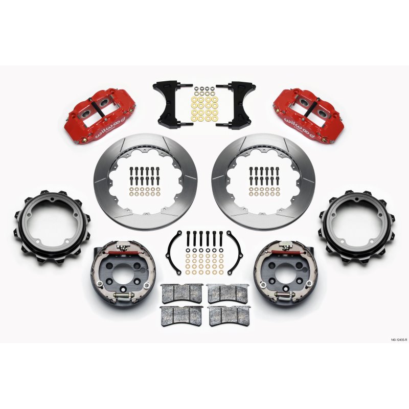 Wilwood Narrow Superlite 4R Rear P-Brk Kit 12.88in Red Strange Eng Floater 3.49in Offset