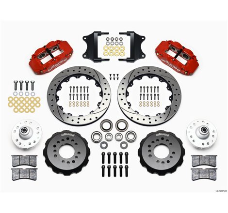 Wilwood Narrow Superlite 6R Front Hub Kit 12.88in Red Heidts Tri -5 2 inch Drop Spindle