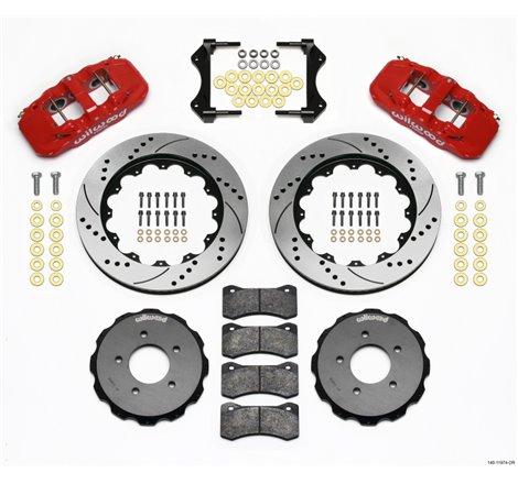 Wilwood AERO6 Front Hat Kit 14.00 Drilled Red 99-06 BMW E46