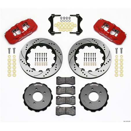 Wilwood AERO6 Front Hat Kit 14.00 Drilled Red 99-06 BMW E46