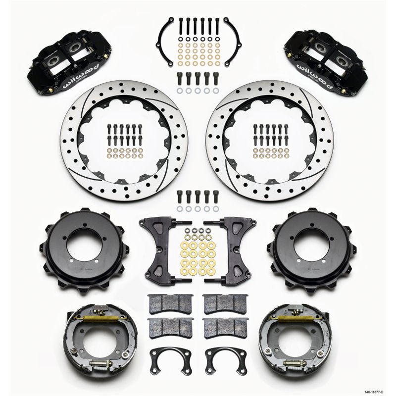 Wilwood Narrow Superlite 4R Rear Kit 12.88in Drilled Speedway Eng Floater w/ New Style End