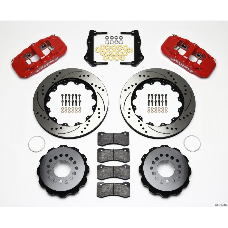 Wilwood AERO4 Rear Kit 14.25in Drilled Red 2006-10 Magnum/Challngr/Chrgr/300C