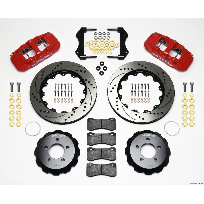 Wilwood AERO6 Front Hat Kit 14.25 Drilled Red 2006-10 Magnum/Challngr/Chrgr/300C