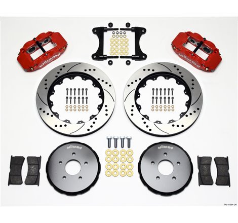 Wilwood Narrow Superlite 6R Front Hat Kit 14.00in Drill Red Nissan 370Z/Fiti G37