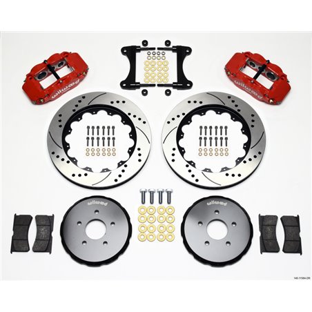 Wilwood Narrow Superlite 6R Front Hat Kit 14.00in Drill Red Nissan 370Z/Fiti G37