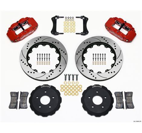 Wilwood Narrow Superlite 6R Front Hat Kit 14.00in Drill Red Backdraft Cobra (BMW E36 Based)