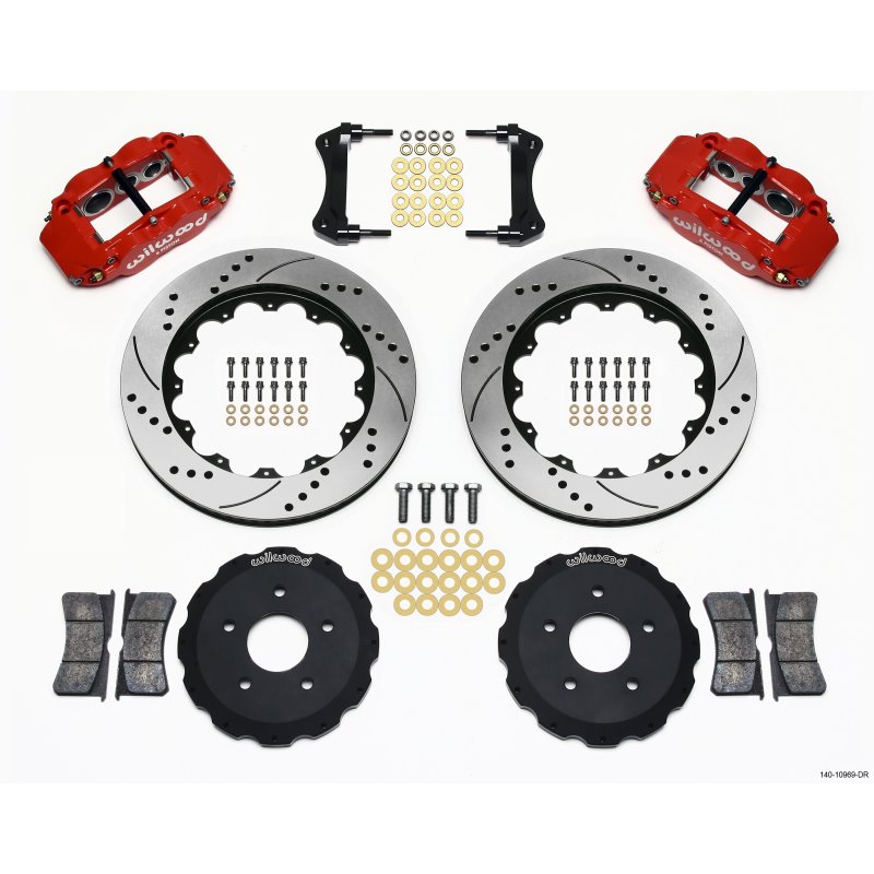 Wilwood Narrow Superlite 6R Front Hat Kit 14.00in Drill Red Backdraft Cobra (BMW E36 Based)