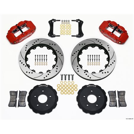 Wilwood Narrow Superlite 6R Front Hat Kit 14.00in Drill Red Backdraft Cobra (BMW E36 Based)