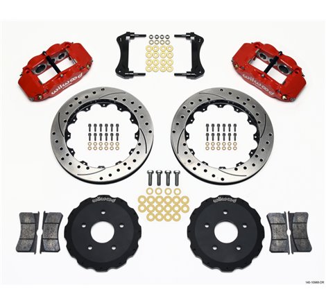 Wilwood Narrow Superlite 6R Front Hat Kit 13.06in Drill Red Backdraft Cobra (BMW E36 Based)