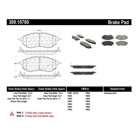 StopTech Performance 05-08 Legacy 2.5 GT Front Brake Pads