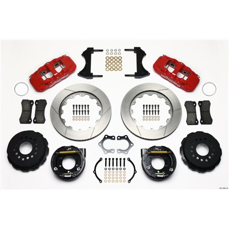 Wilwood AERO4 Rear P-Brake Kit 14.00in Red Mopar/Dana 2.36in Off w/Snap Ring Brng