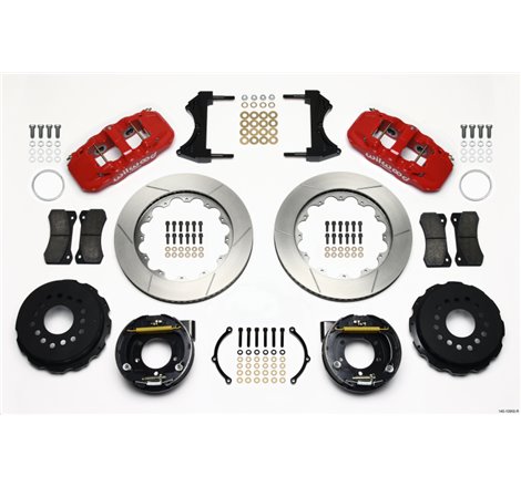 Wilwood AERO4 Rear P-Brake Kit 14.00in Red 2005-2014 Mustang