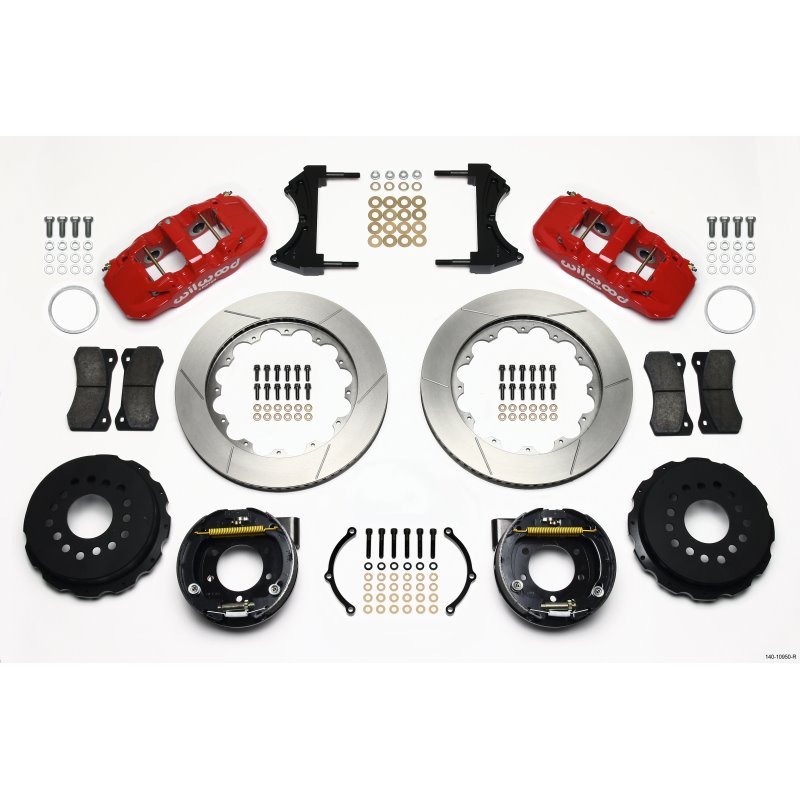 Wilwood AERO4 Rear P-Brake Kit 14.00in Red 2005-2014 Mustang