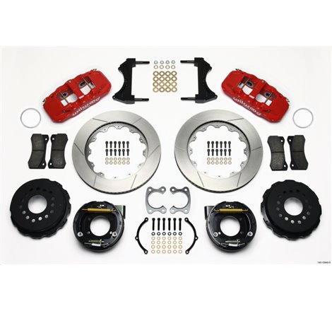 Wilwood AERO4 Rear P-Brake Kit 14.00in Red Small Ford 2.50in Offset