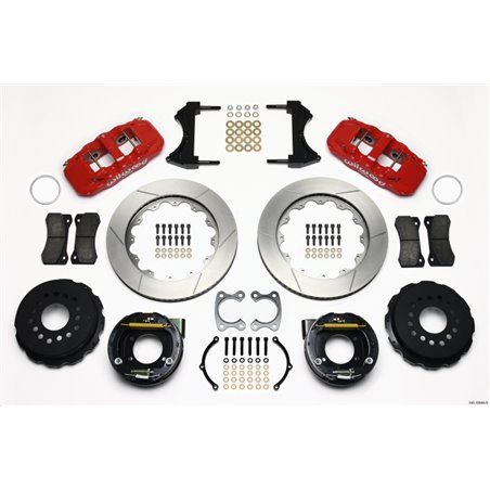 Wilwood AERO4 Rear P-Brake Kit 14.00in Red Small Ford 2.50in Offset